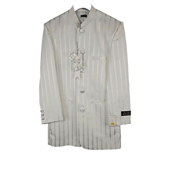 J. Vital Boys 2 PC Formal Dress Suit White Pinstripe 14R x W28 - NWT - Picture 6 of 11